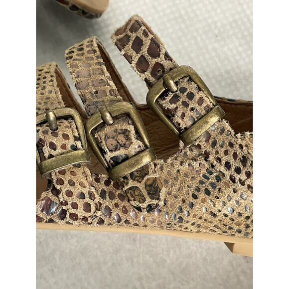 Jeffrey Campbell Cayman 5 Strap Brown Snake Embossed Sandals Women's Size 6 - Picture 12 of 12